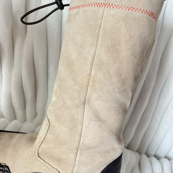 Lands End Calf High Suede Leather Rubber Sole Tan Winter Boots Size 6 - Picture 6 of 15